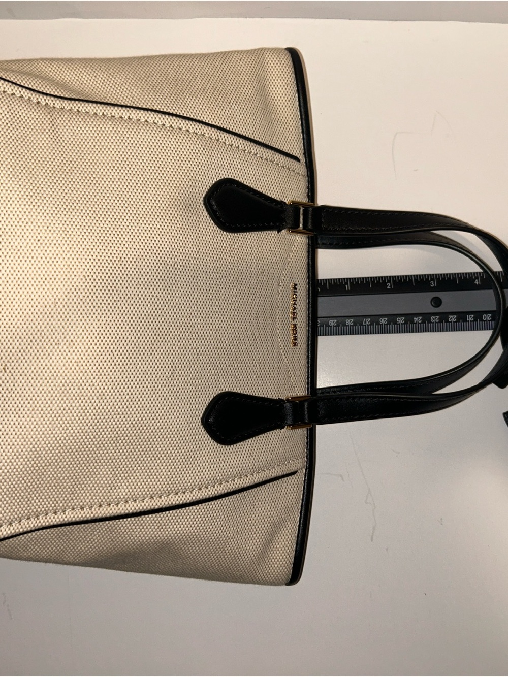 MICHAEL Michael Kors Black & Cream Canvas satchel with leather trim - Picture 8 of 14